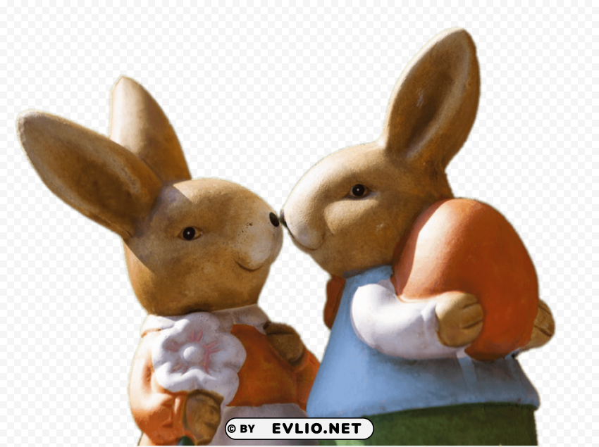 couple of decorative garden rabbits PNG with no registration needed