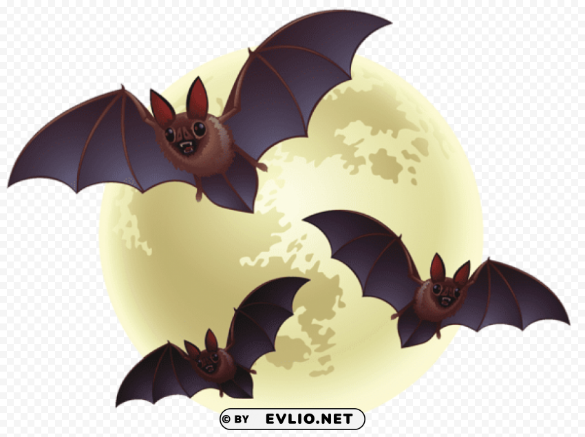 creepy halloween moon with bats PNG images without licensing