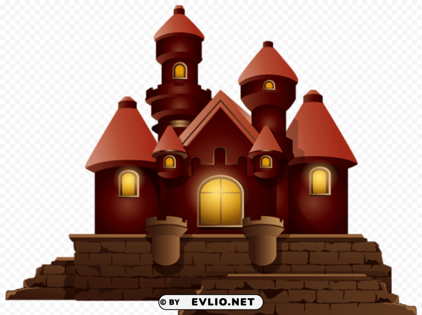 red small castle PNG Isolated Object with Clear Transparency