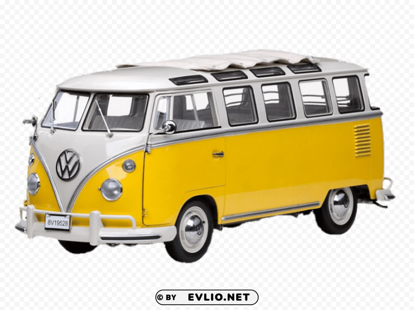 yellow volkswagen camper van Isolated Character in Clear Background PNG