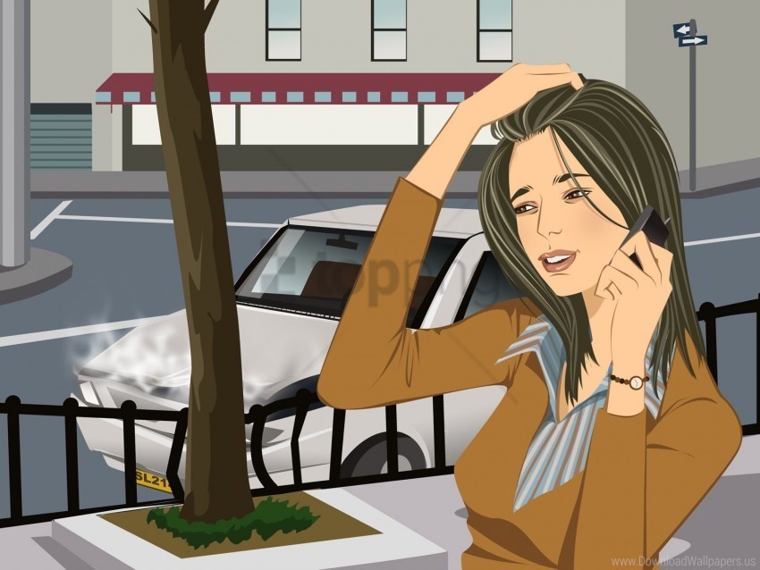 accident call girl situation wallpaper Clean Background PNG Isolated Art