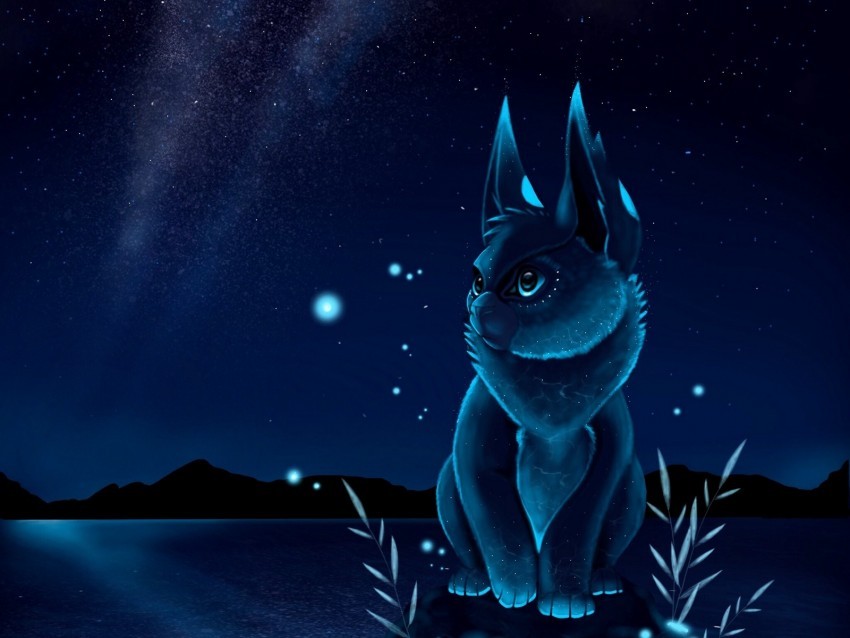 animal fantastic art night starry sky Clear Background Isolation in PNG Format