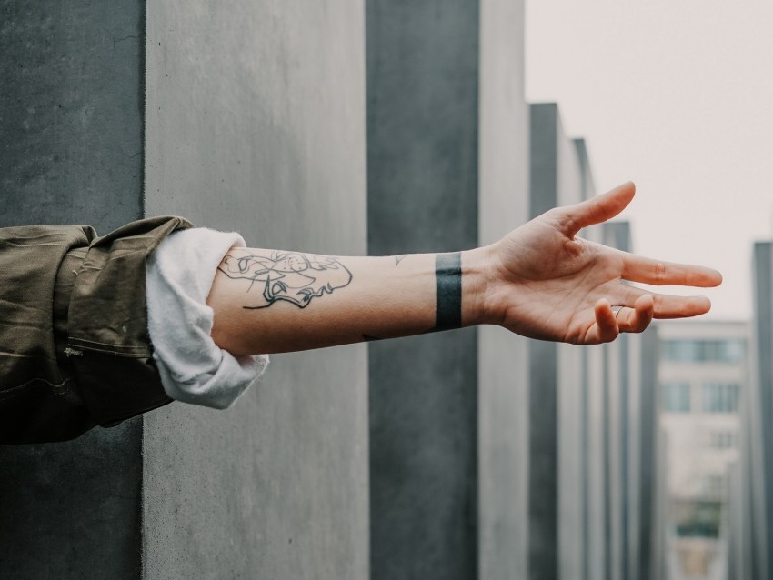 arm tattoo wall blur PNG for social media