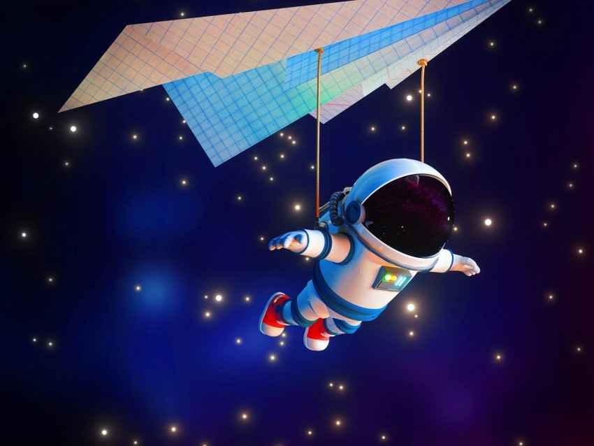astronaut airplane paper stars space ClearCut Background Isolated PNG Art