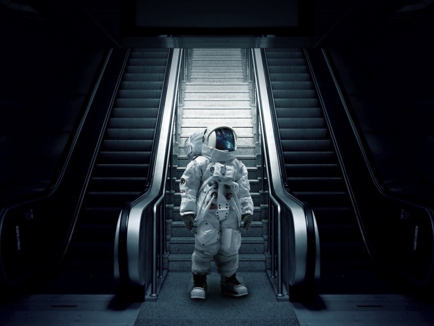 astronaut cosmonaut spacesuit escalator stairs PNG for personal use 4k wallpaper