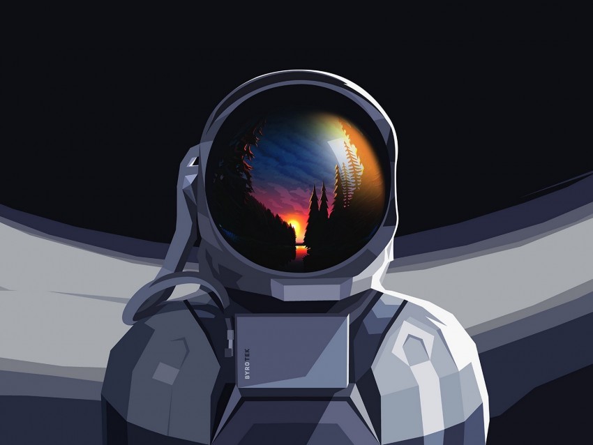 astronaut spacesuit reflection sunset art Isolated Illustration in HighQuality Transparent PNG