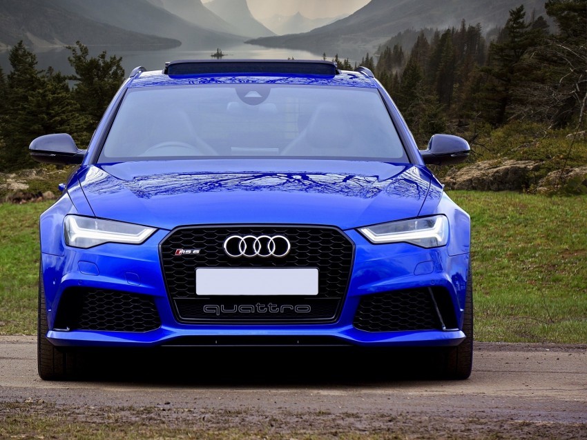 audi rs6 audi car blue front view PNG Image with Clear Isolation