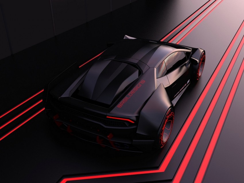 auto car sports model black red lines PNG Graphic with Transparent Isolation