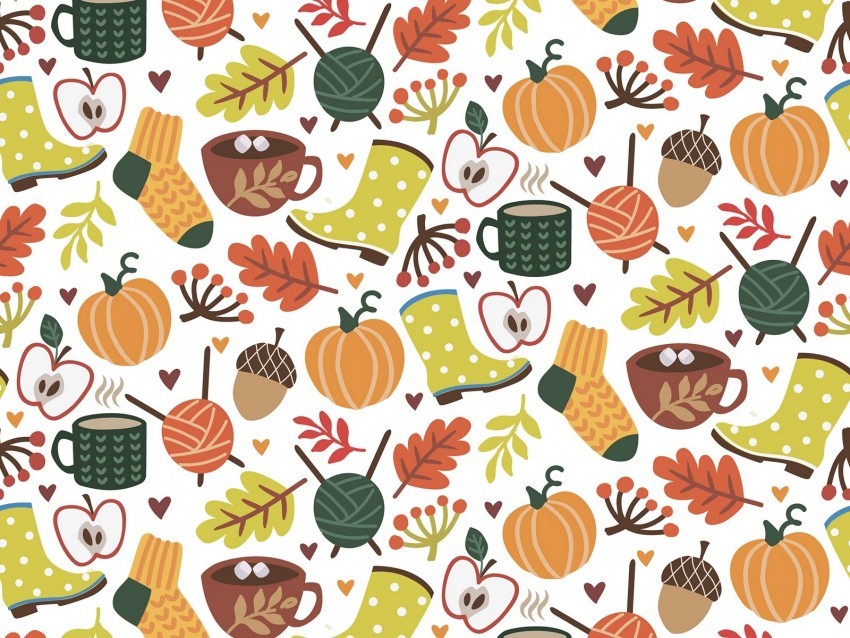autumn pattern comfort socks cocoa leaves ClearCut Background Isolated PNG Design