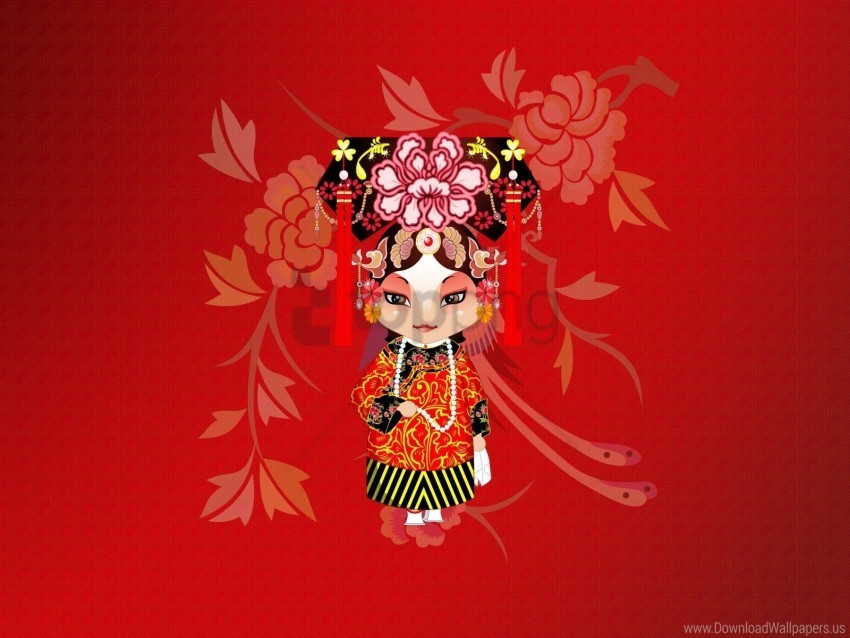 background beijing opera costume girl pattern wallpaper PNG for online use