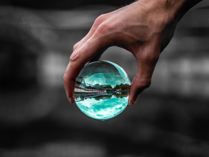 ball glass hand reflection PNG transparent artwork