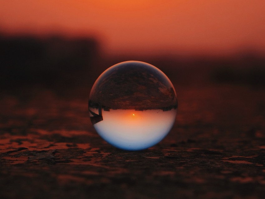 ball glass sunset transparent reflection macro Isolated Item with Clear Background PNG
