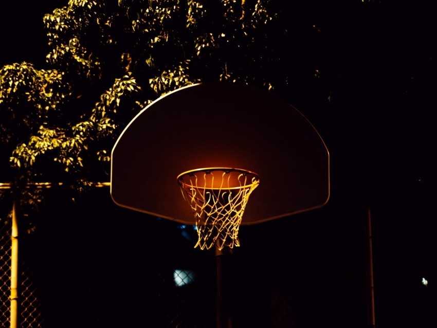 basketball basketball hoop basketball net shadows night Isolated Element on Transparent PNG