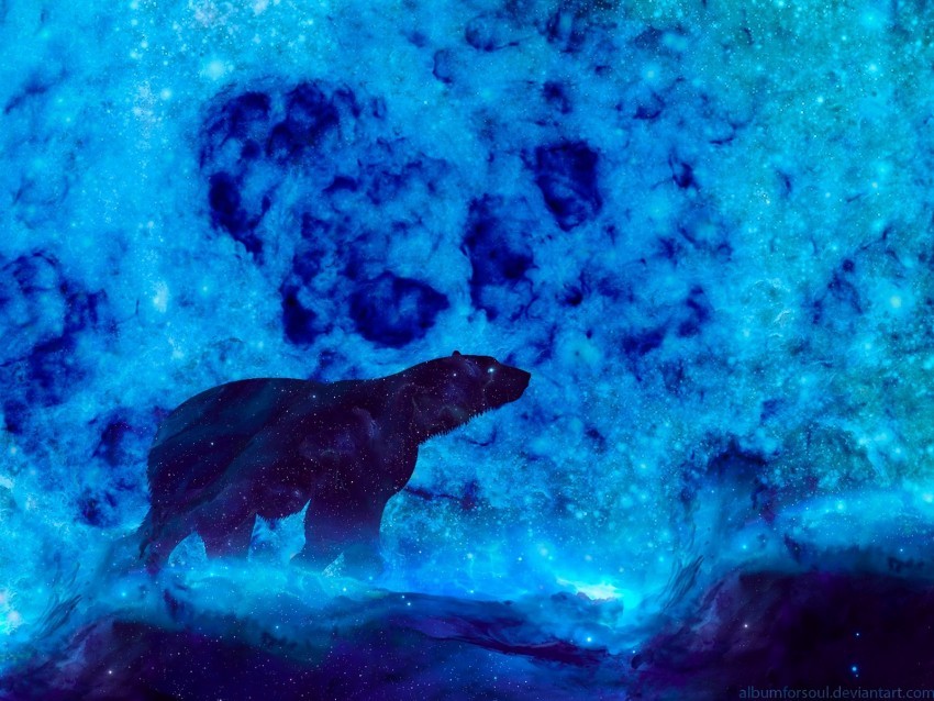 bear art glow blue northern PNG Isolated Subject with Transparency 4k wallpaper