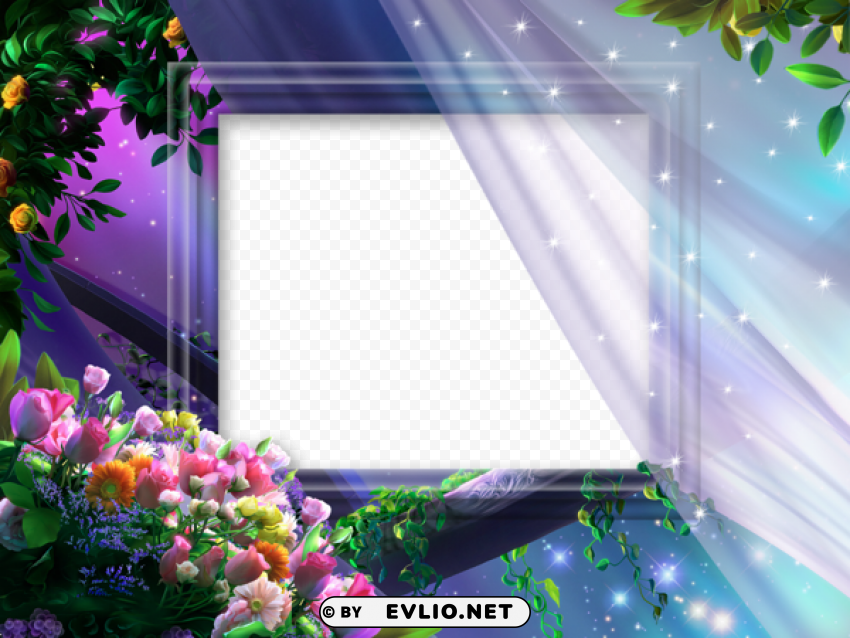 beautiful night flowers princess photo frame Transparent PNG images database