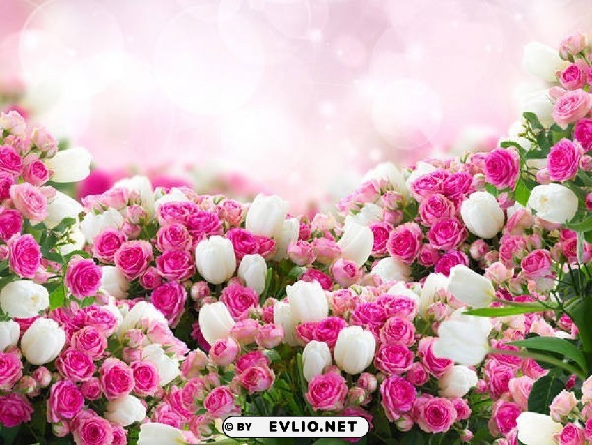 beautiful pinkwith roses and tulips Clear Background Isolated PNG Icon