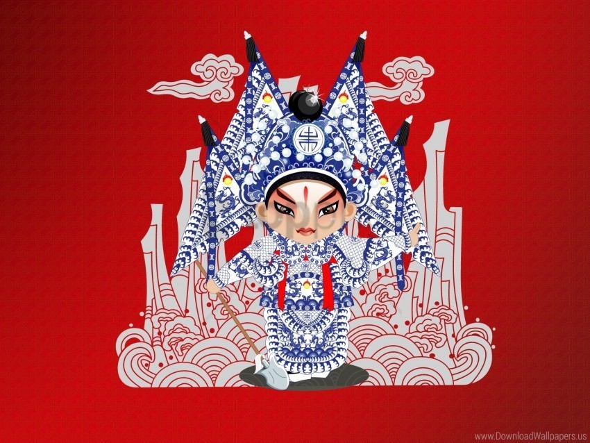 Beijing Opera Costumes Fabric Patterns Wallpaper Clean Background Isolated PNG Graphic Detail