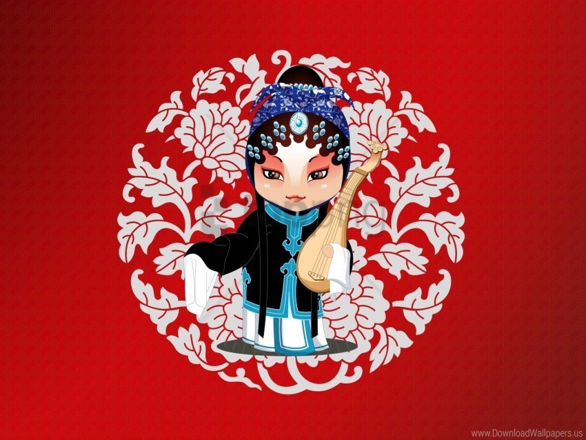 beijing opera costumes musical instrument patterns wallpaper Transparent PNG Isolated Artwork