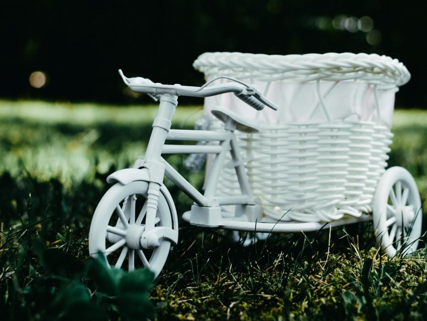 bicycle basket decorative white garden figure PNG for t-shirt designs