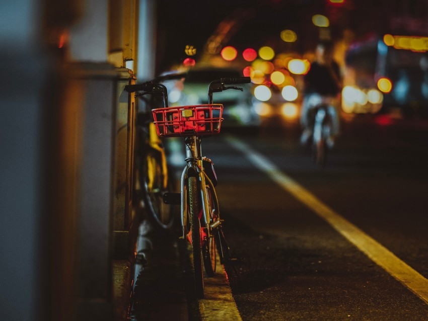 bicycle street night glare bokeh PNG transparent photos for design