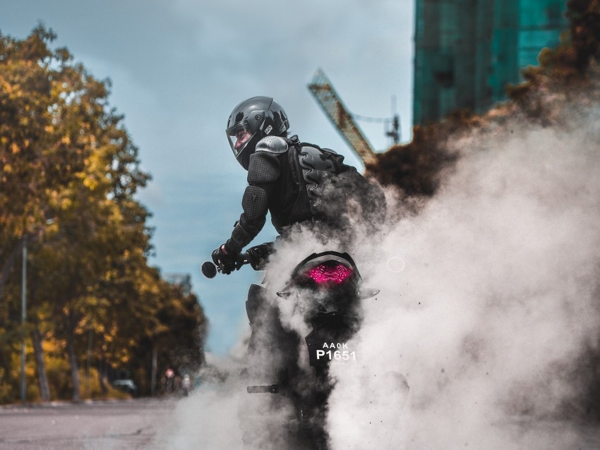 biker motorcycle drift smoke bike PNG Image with Isolated Transparency