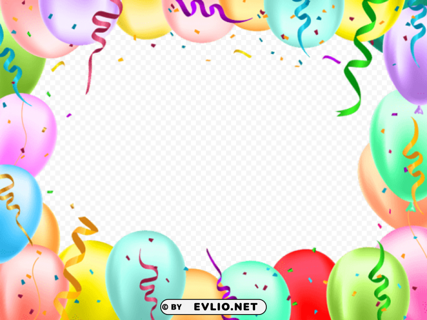 birthday border with balloons PNG transparent graphics for download