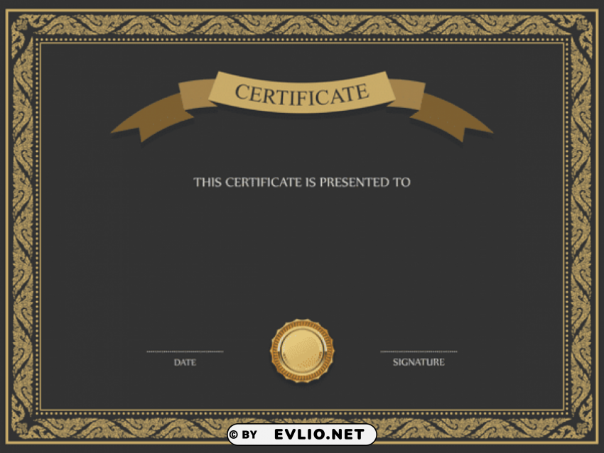 black and brown certificate template PNG images with no background needed