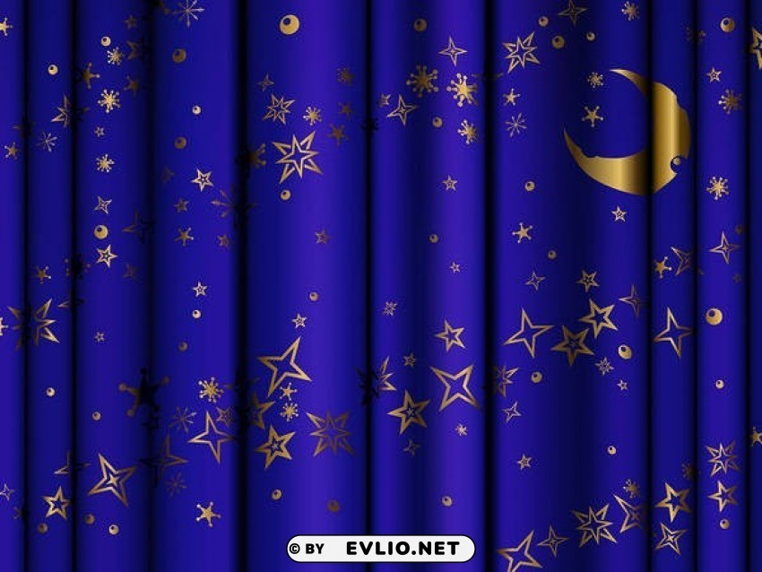 blue curtains with gold stars and moon Free PNG images with alpha channel set