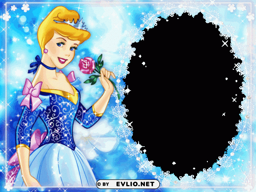 Blue Kids Transparent Frame With Princess Isolated Illustration With Clear Background PNG