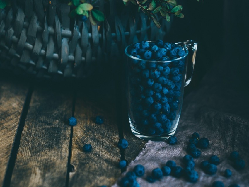 blueberries berries glass basket bush PNG with transparent bg