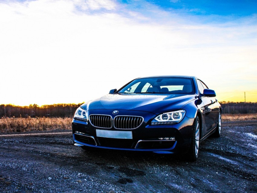 bmw 6 bmw car front view sunset Isolated Subject on Clear Background PNG