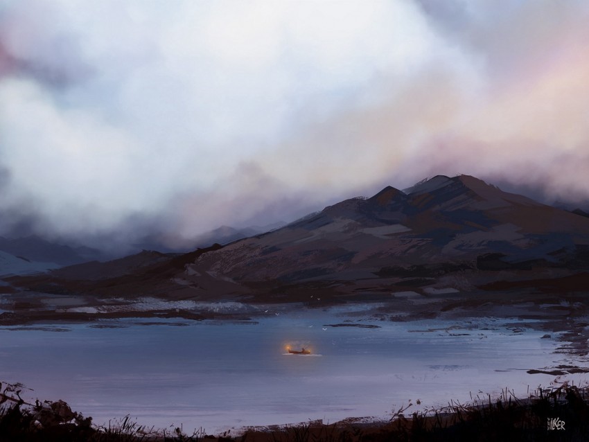 boat fog art lake PNG with Clear Isolation on Transparent Background