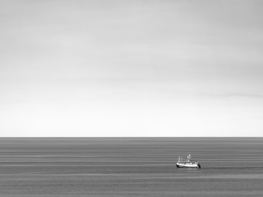 boat sea bw horizon minimalism High-resolution transparent PNG files