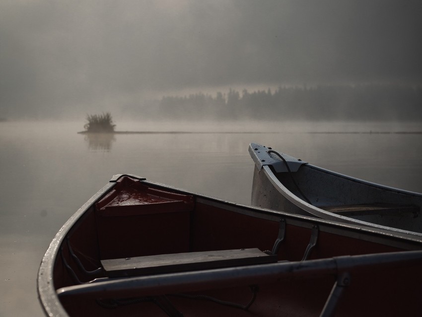 boats fog river evening PNG transparent icons for web design 4k wallpaper