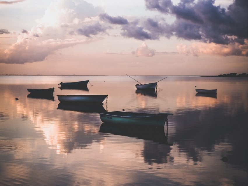 boats water sunset dusk shore Isolated Element on HighQuality PNG