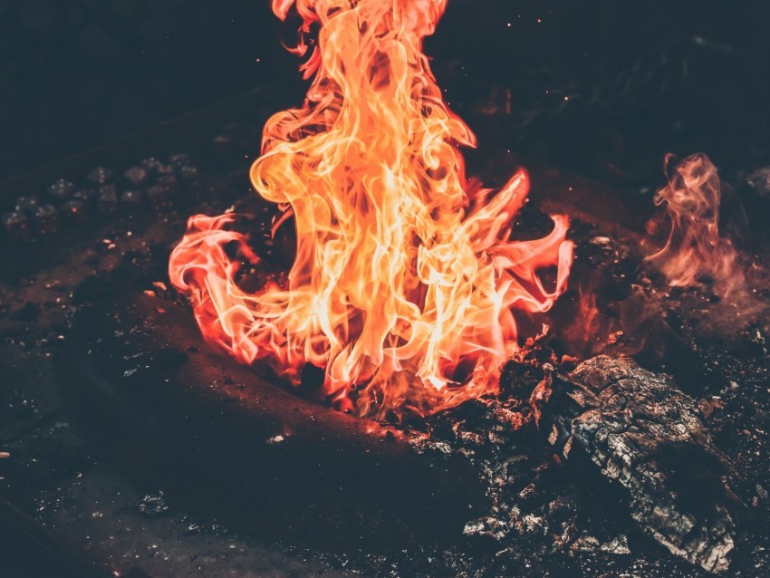 bonfire fire ash embers flame Isolated Item on Clear Transparent PNG