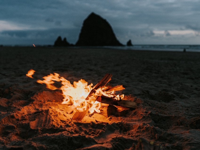 bonfire fire beach sand dusk PNG transparent elements compilation