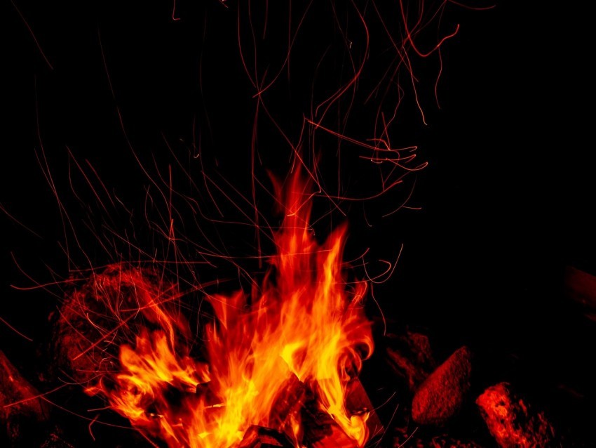 bonfire fire sparks flame dark Transparent PNG Isolated Subject 4k wallpaper