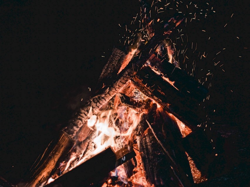bonfire sparks fire firewood dark darkness Clean Background Isolated PNG Illustration 4k wallpaper