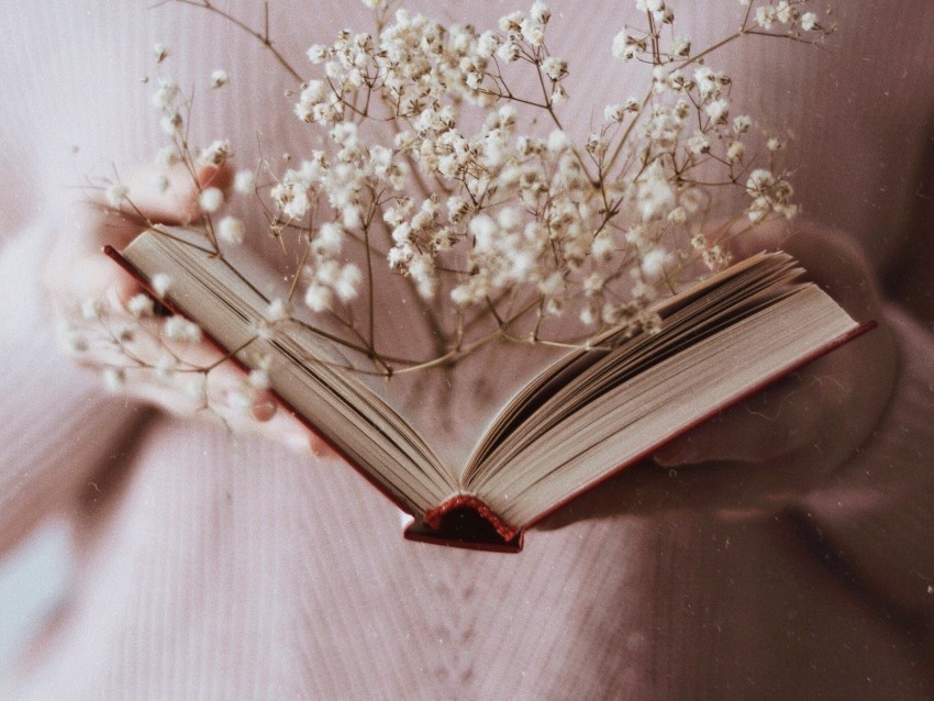 book branch flowers white open PNG images with alpha channel selection