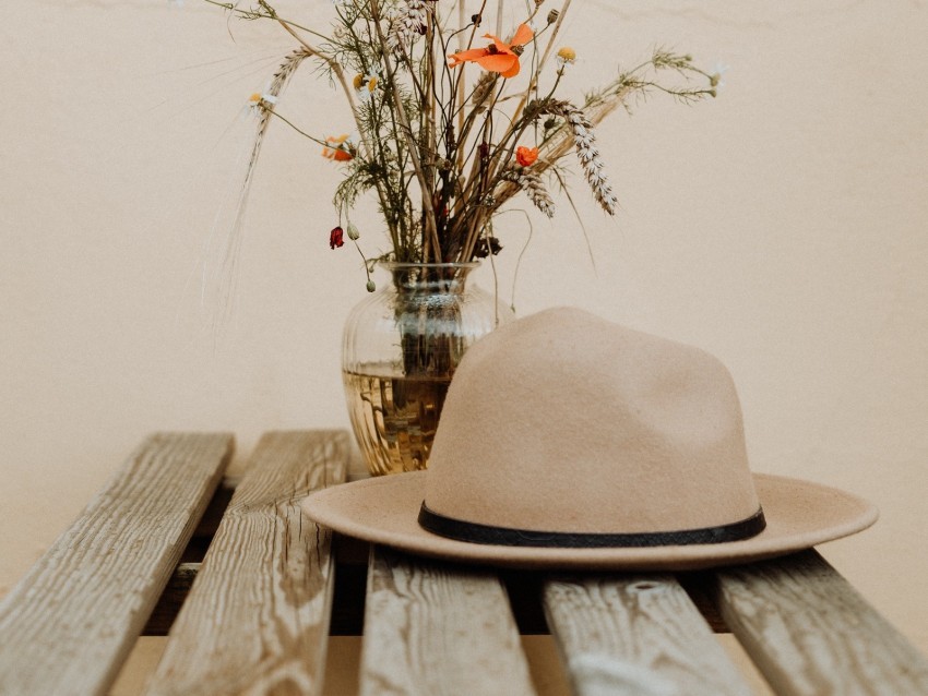 bouquet hat flowers spikelets daisies poppies Isolated Subject with Clear PNG Background