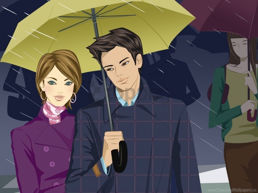 boy couple girl love rain umbrella wallpaper Transparent PNG graphics library