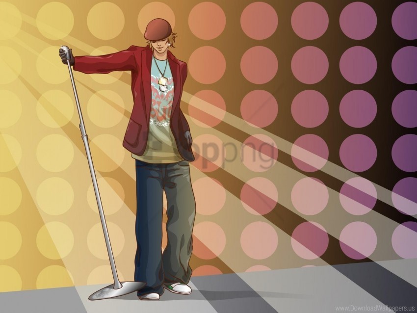 boy microphone singer style wallpaper ClearCut PNG Isolated Graphic