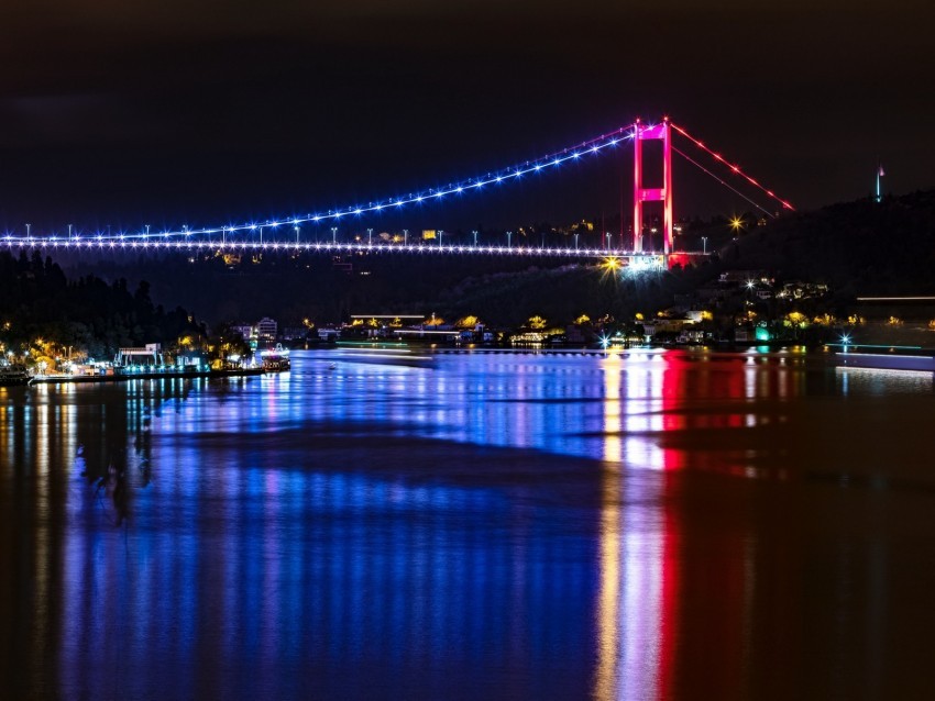 bridge backlight river reflection istanbul Transparent PNG graphics archive 4k wallpaper