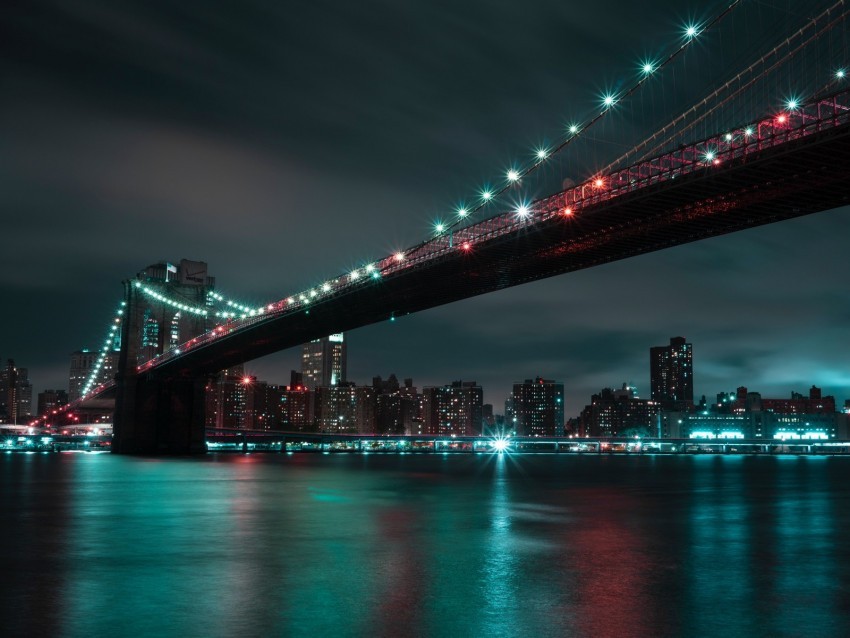 bridge night city lights city lights brooklyn usa PNG images with transparent overlay