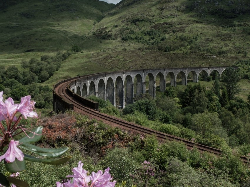 bridge railway mountains hills landscape PNG images with transparent canvas
