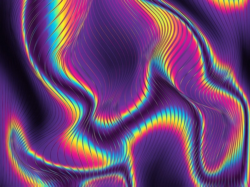 bright glow iridescent wavy metallic lines multicolored Transparent PNG images bundle