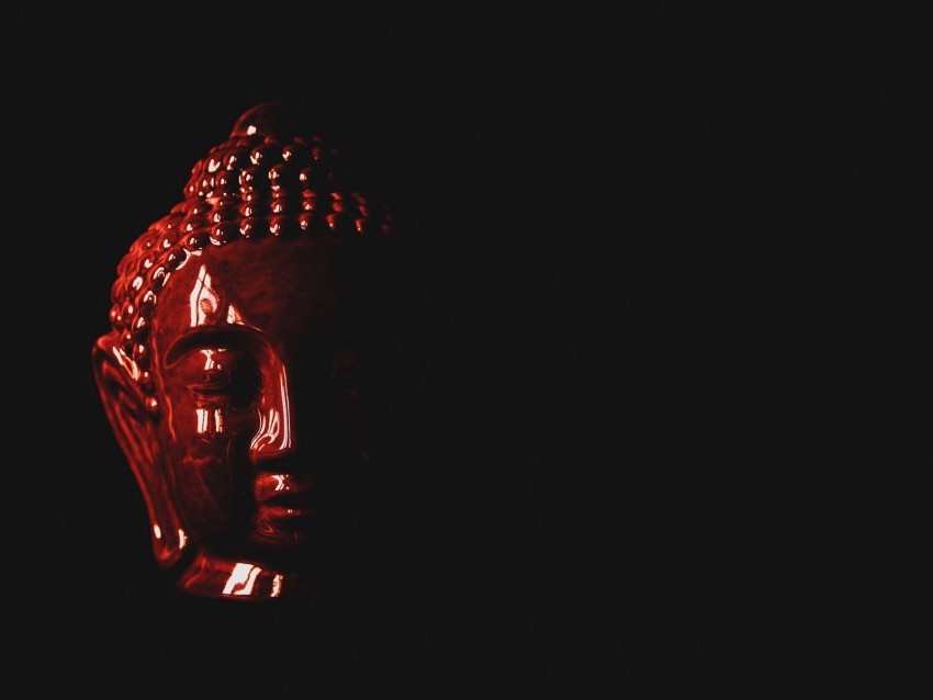 buddha figurine head dark red black Isolated Design Element on PNG 4k wallpaper