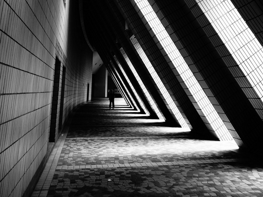 building architecture bw corridor dark Transparent PNG Isolated Design Element