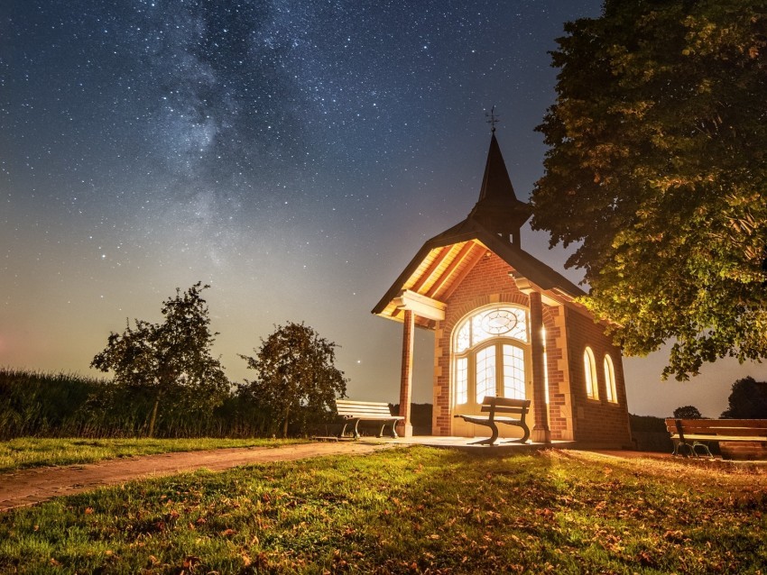 building architecture light night starry sky High-resolution PNG